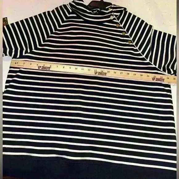 Lauren Ralph Lauren Navy & White Stripe Pullover Snap Neck Hoodie XXL - Picture 6 of 9